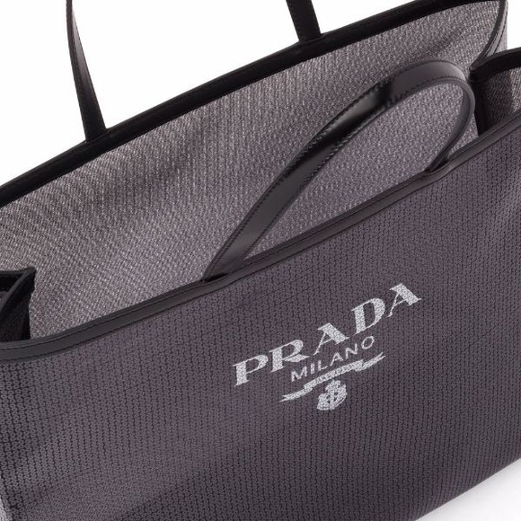 Prada Sequinned Logo Print Mesh Tote Bag NWT - Picture 6 of 15